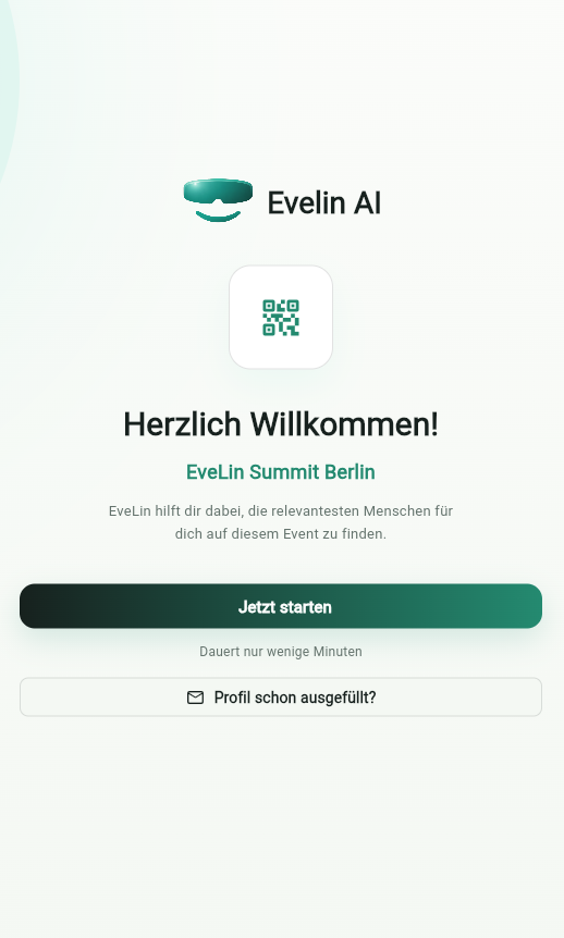 Guest welcome screen after scanning the QR code